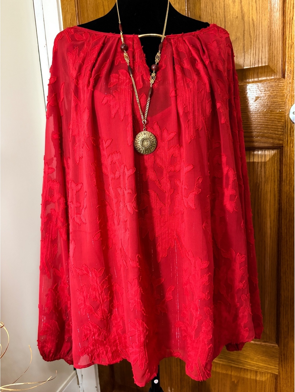 Liz Claiborne 2X Red Textured Midi Dress Plus Size